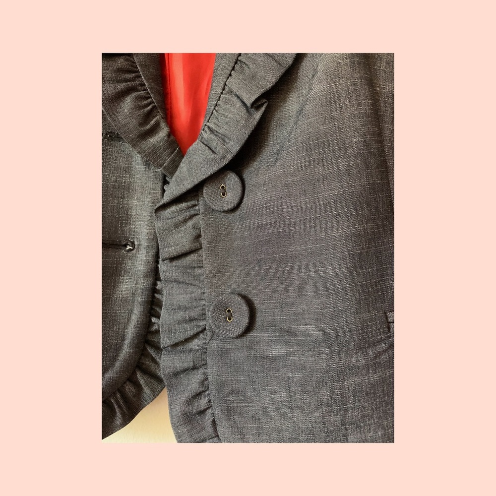 LOFT ruffle chambray blazer - Picture 2 of 4